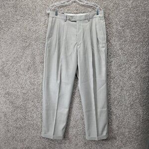 Stafford Men's Dress Pants Sharkskin Comfort Waistband Wrinkle Resist Gray 34x30